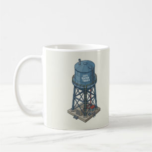 Isometric City Water Tower Retro Mug