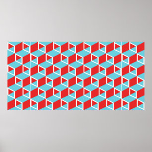 Isometric colorful cube box seamless pattern backg poster