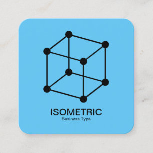 Isometric Cube - Black on Sky Blue Square Business Card