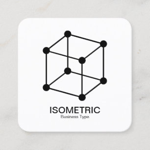 Isometric Cube -  Black on White Square Business Card