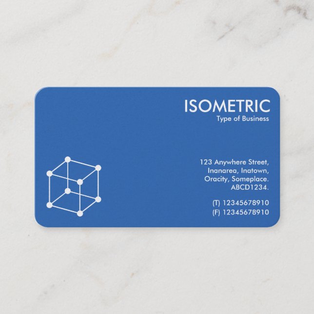 Isometric Cube Motif - Blueprint (Both Sides) Business Card (Front)