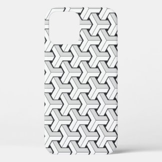 Isometric Cubes Black White Pattern iPhone 12 Case