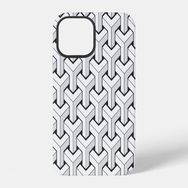 Isometric Cubes Black White Pattern iPhone Case (Back)