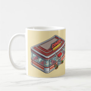 Isometric Retro Diner Booth Cafe Mug