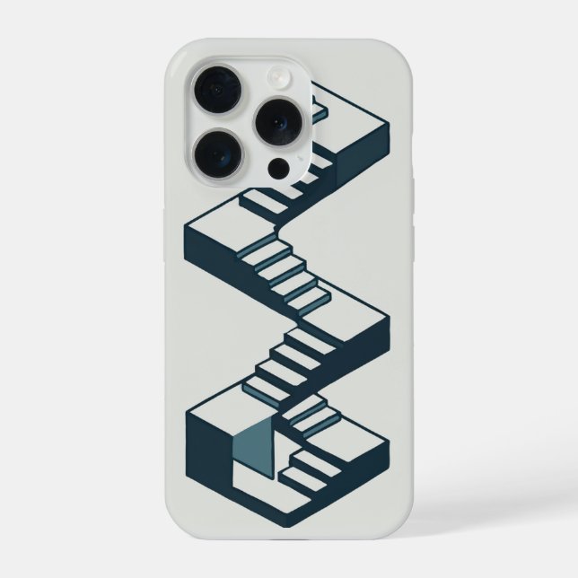 Isometric Staircase 3D Geometric Architecture Art iPhone Case (Back)