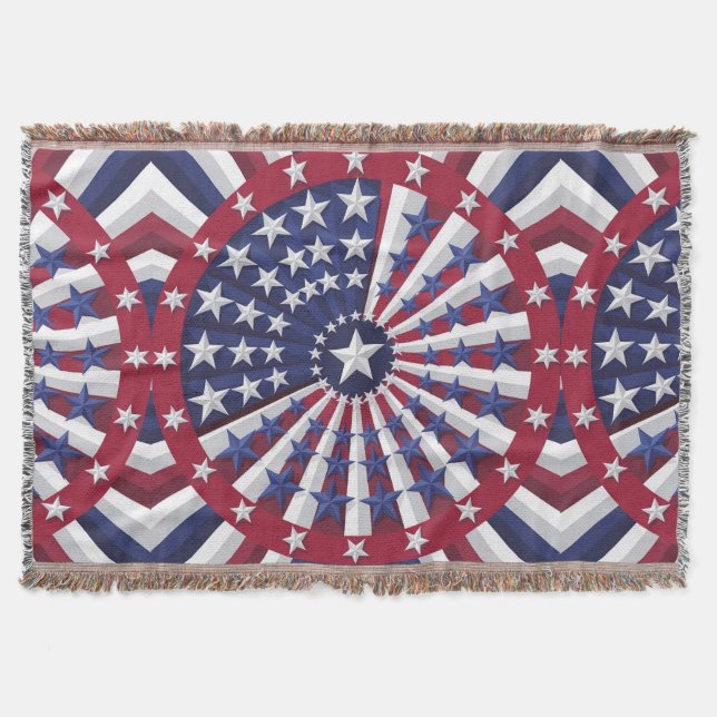 Isometric USA Flag Pattern Throw Blanket (Front)