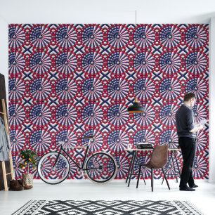 Isometric USA Flag Pattern Wallpaper & Curtain