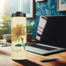 Isothermal bottle sunflower yellow watercolor