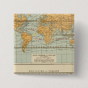 Isothermal, winds Religions Europe 15 Cm Square Badge