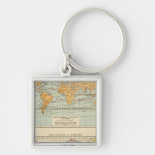 Isothermal, winds Religions Europe Key Ring (Front)