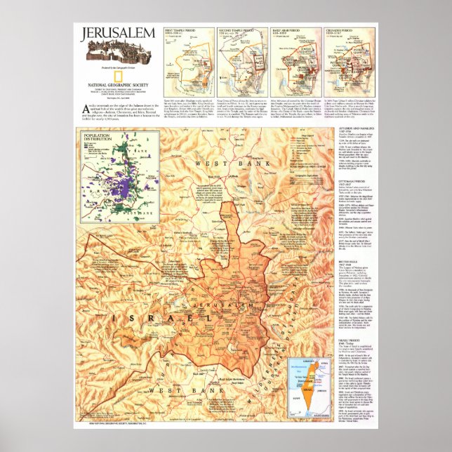 " Israel: 1996 Jerusalem History MAP ... Poster (Front)