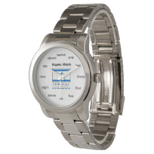 Israel and Israeli Flag with Your Name Watch