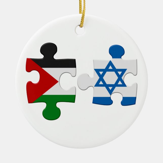 Israel and Palestine Conflict Flag Puzzle Ornament (Front)