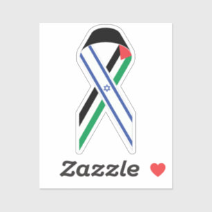 Israel and Palestine flag peace ribbon
