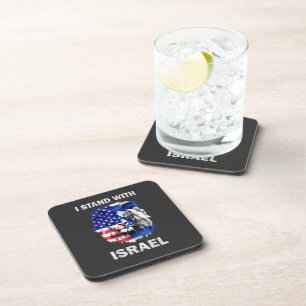 Israel and USA Flag Lion _ I Stand with Israel Coaster