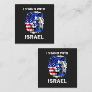 Israel and USA Flag Lion _ I Stand with Israel Enclosure Card