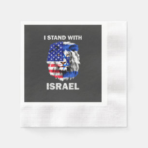 Israel and USA Flag Lion _ I Stand with Israel Napkin