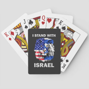 Israel and USA Flag Lion _ I Stand with Israel Playing Cards