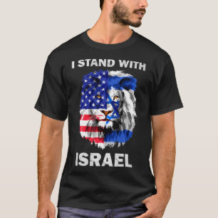 Israel And Usa Flag Lion I Stand With Israel  T-Shirt