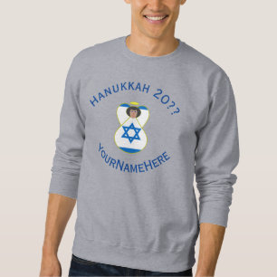Israel Angel Hanukkah Flag Blue Personalise Men's  Sweatshirt