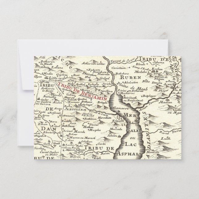 Israel Antique Map Benjamin Bar Mitzvah Thank You (Front)