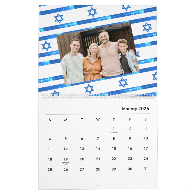 Israel Flag לוח שנה  2024 American Jewish  Calendar (Jan 2026)
