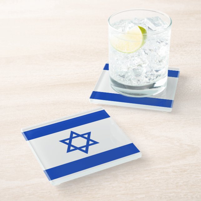israel-flag.ai glass coaster (Angled)