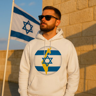 Israel Flag and Map Blue Star of David Emblem Hoodie