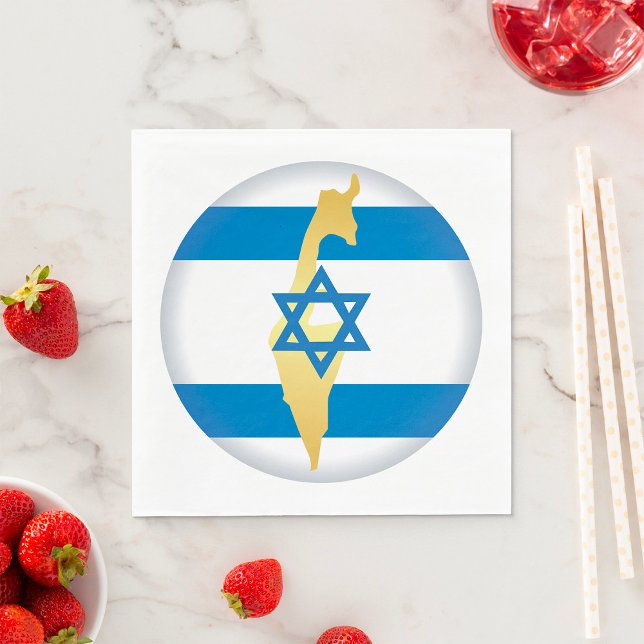 Israel Flag and Map Blue Star of David Emblem Napkin (Creator Uploaded)