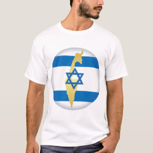 Israel Flag and Map Blue Star of David Emblem T-Shirt