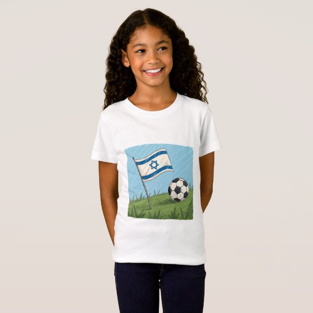 Israel flag and soccer ball T-Shirt (Front Full)