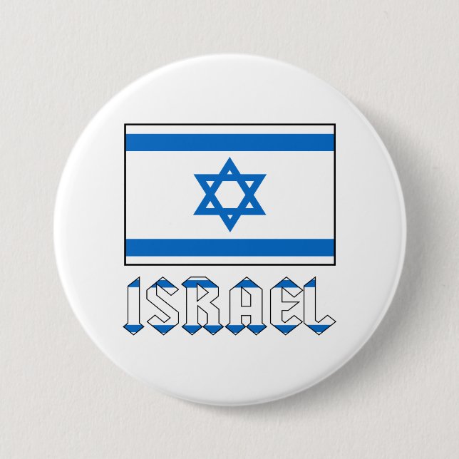 Israel Flag and Word ISRAEL  7.5 Cm Round Badge (Front)