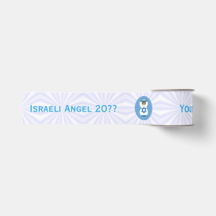 Israel Flag Angel on White and Blue Personalised Grosgrain Ribbon
