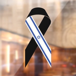 Israel flag black ribbon