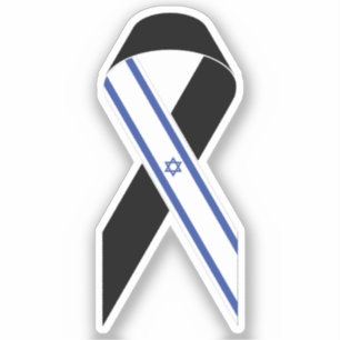 Israel flag black ribbon
