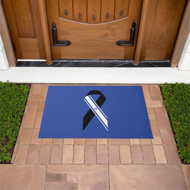 Israel flag black ribbon blue doormat (Outdoor)