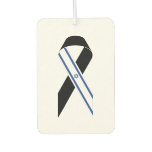 Israel flag black ribbon car air freshener