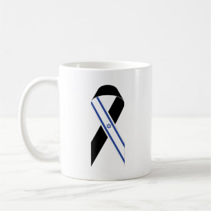 Israel flag black ribbon coffee mug