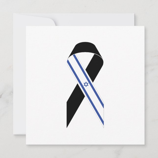 Israel flag black ribbon Hanukkah greeting card (Front)