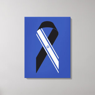Israel flag black ribbon memorial blue canvas print