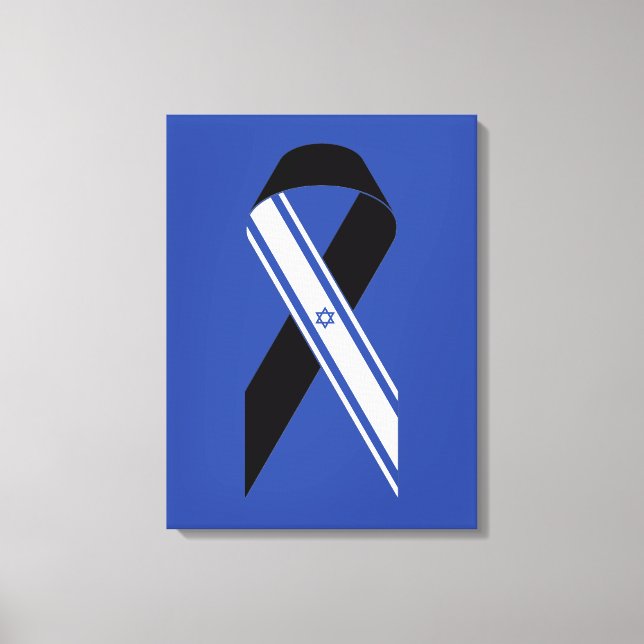 Israel flag black ribbon memorial blue canvas print (Front)
