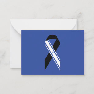 Israel flag black ribbon memorial blue Hanukkah Card