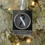 Israel flag black ribbon memorial Hanukkah grey Silver Plated Banner Ornament<br><div class="desc">Israel flag black ribbon personalised custom text Ornament.  It works for a memorial and Hanukkah as an ornament as well as a keepsake.
I Stand with Israel.
Israeli Flag.
Anti war,  solidarity,  support.</div>