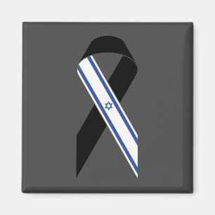 Israel flag black ribbon memorial magnet