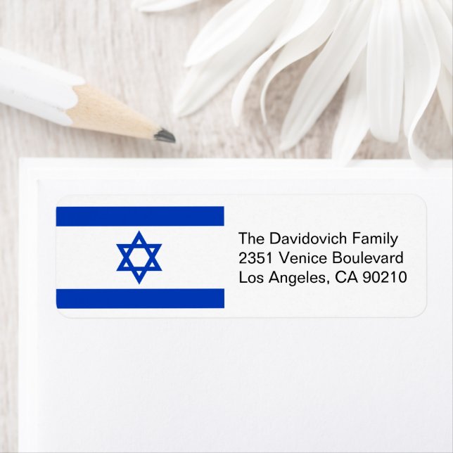 Israel flag black white blue return address (Insitu)