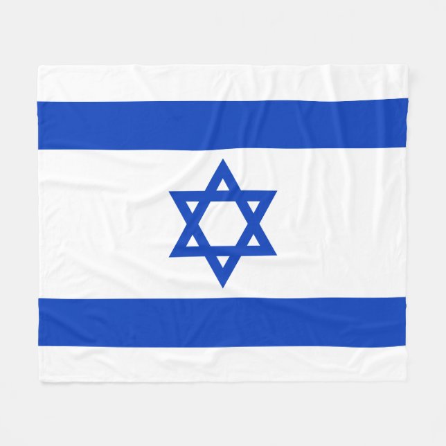 Israel flag blue and white modern patriotic fleece blanket (Front (Horizontal))