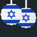 Israel flag blue and white modern patriotic tree decoration card<br><div class="desc">Israel flag blue and white modern patriotic Ornament Card. Available in many shapes.
Israeli Flag.</div>