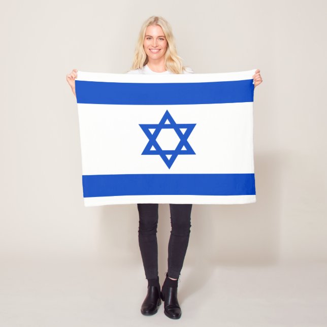 Israel flag blue Star of David Fleece Blanket (In Situ)