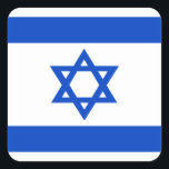 Israel flag blue Star of David Square Sticker<br><div class="desc">Israel Israeli flag The blue stripes are intended to symbolise the stripes on a tallit, the traditional Jewish prayer shawl. The portrayal of a Star of David on the flag of the State of Israel is a widely acknowledged symbol of the Jewish people and of Judaism. #israel #bluestar #starofdavid #judaism...</div>