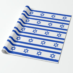 Israel flag blue white modern pattern patriotic wrapping paper